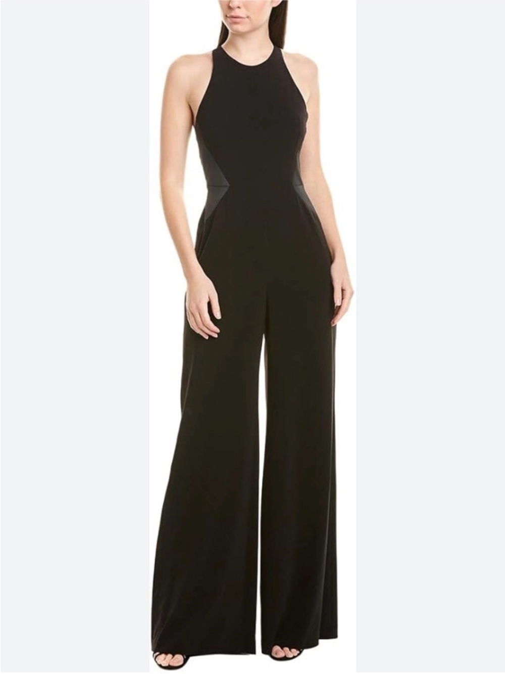 Halston Heritage Black Halter-Neck Wide Leg Jumpsuit